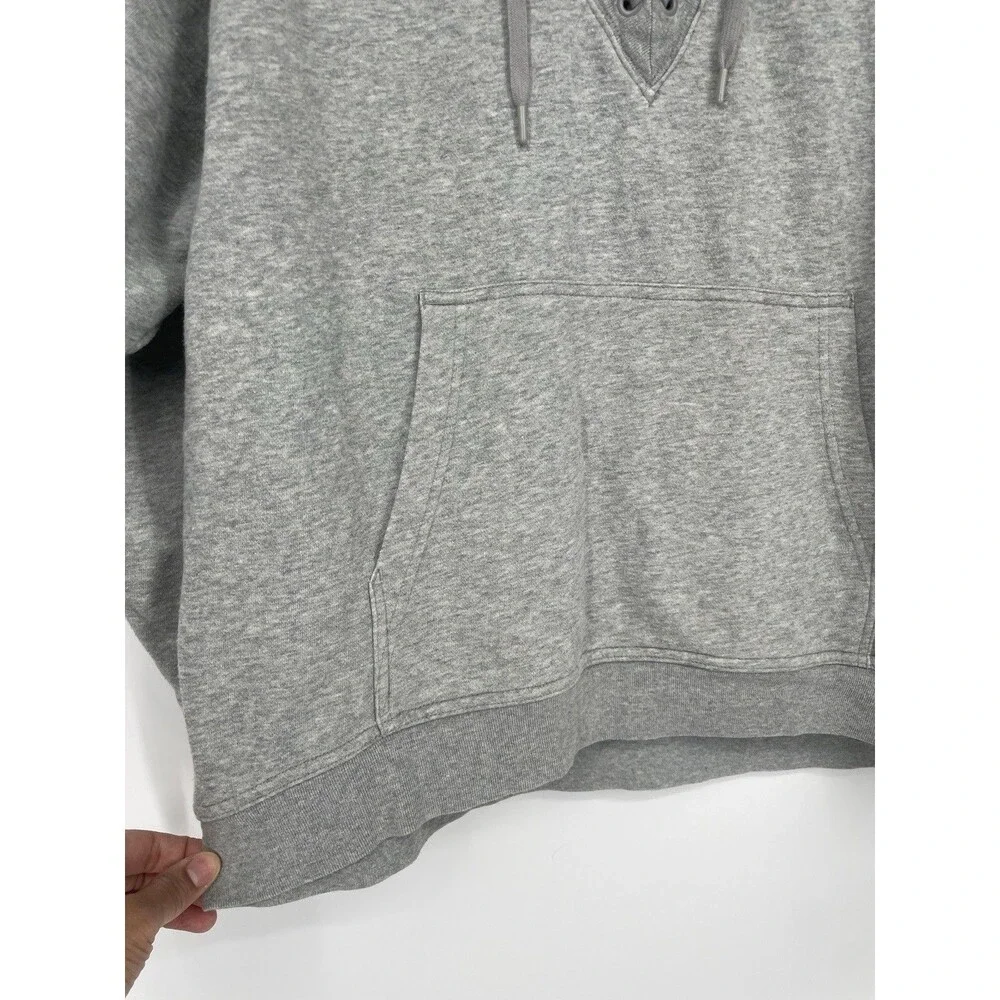 Nike Gray Pullover Lace Up Hooded Sweatshirt Hoodie Embroidered Medium